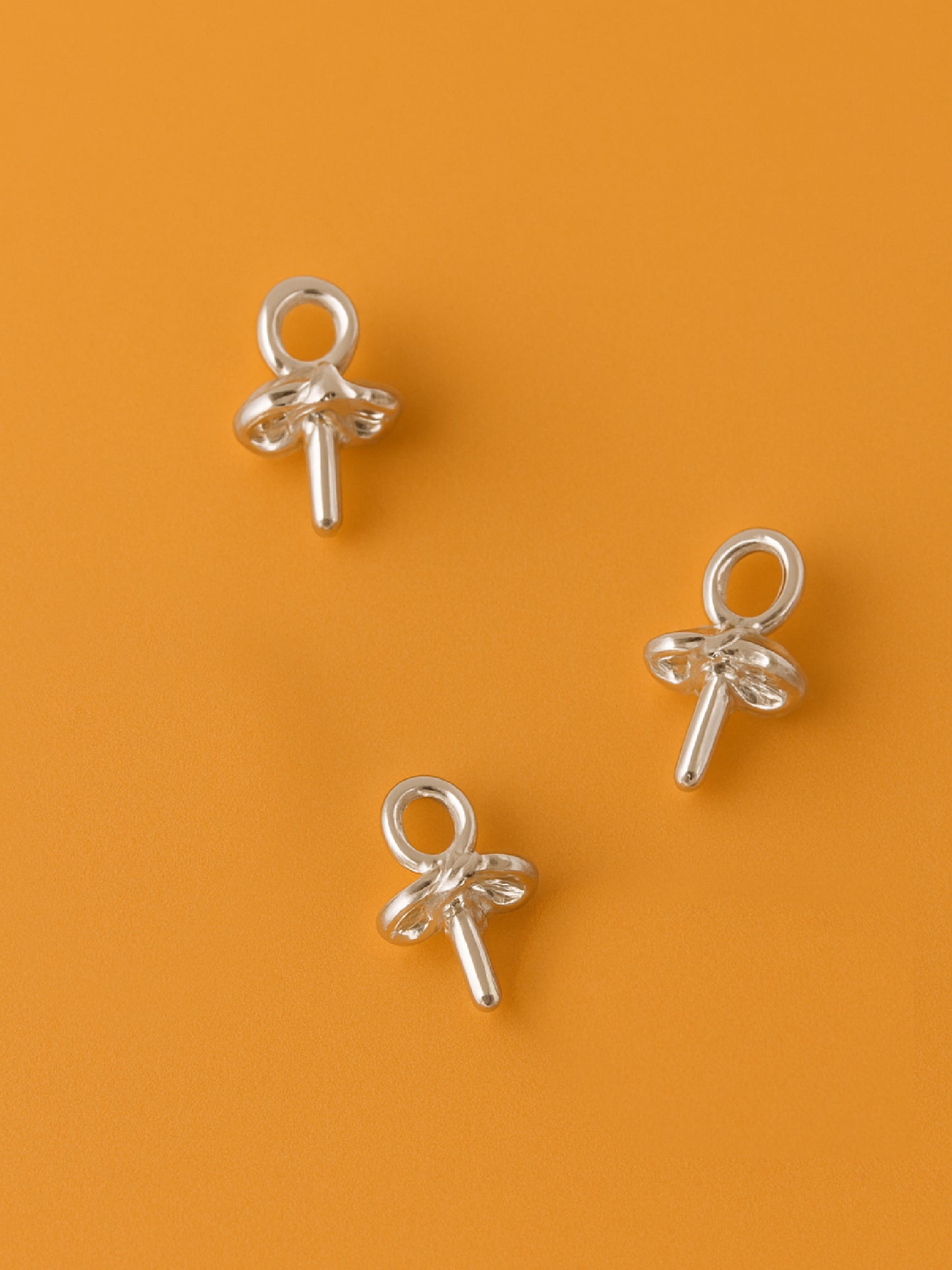 18K Gold Rhodium Plated Cap Connector (10pcs) silver