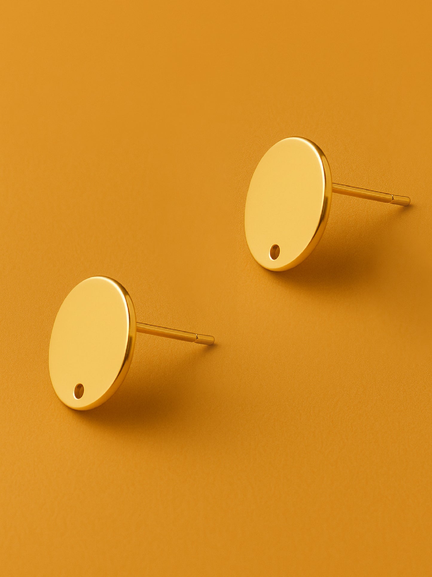 Nickel Free 18K Gold Plated Round Circle Ear Stud - 925 sterling silver ear stick (10pcs)