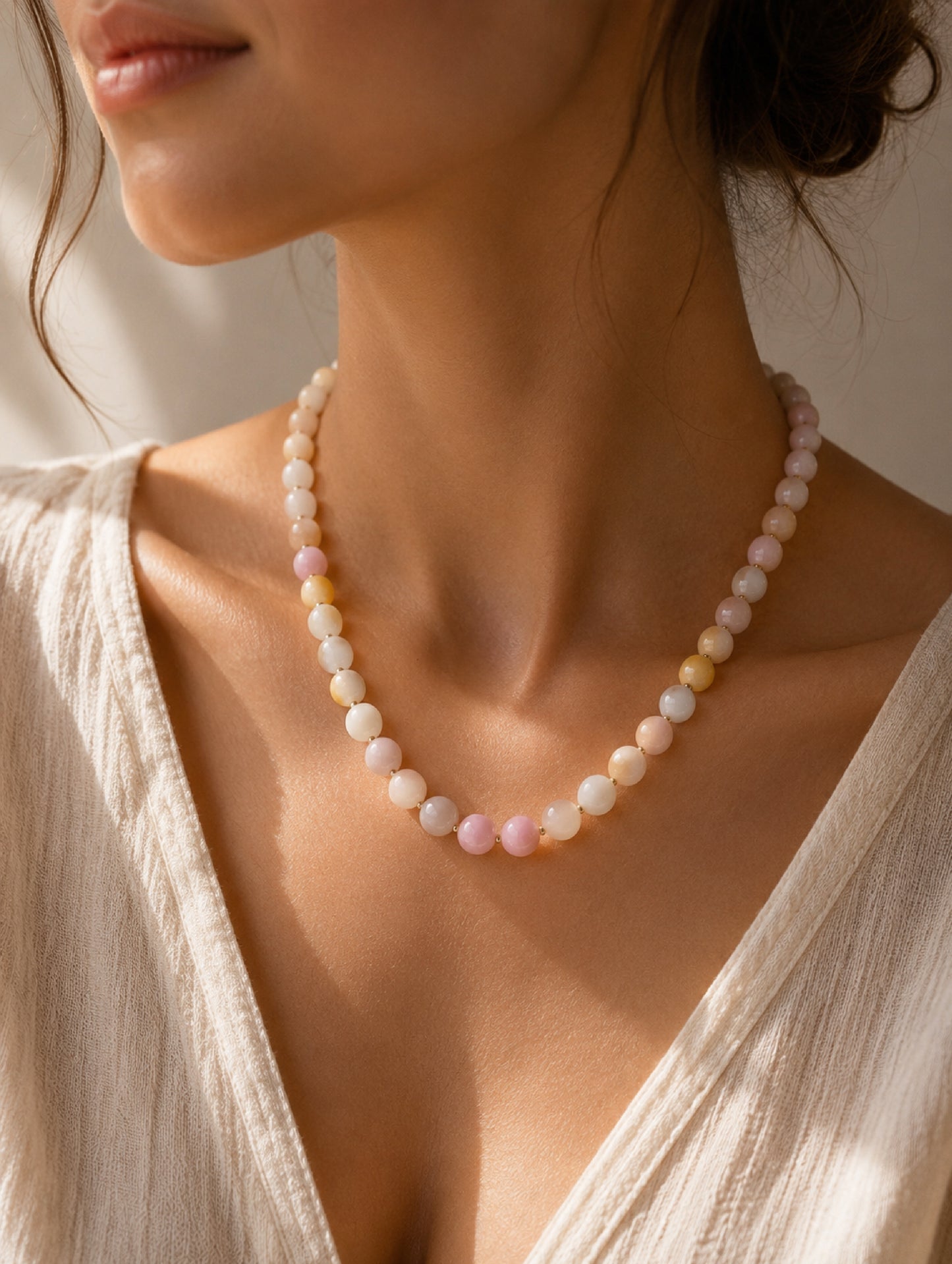 Multicolor Jade Smooth Round Necklace