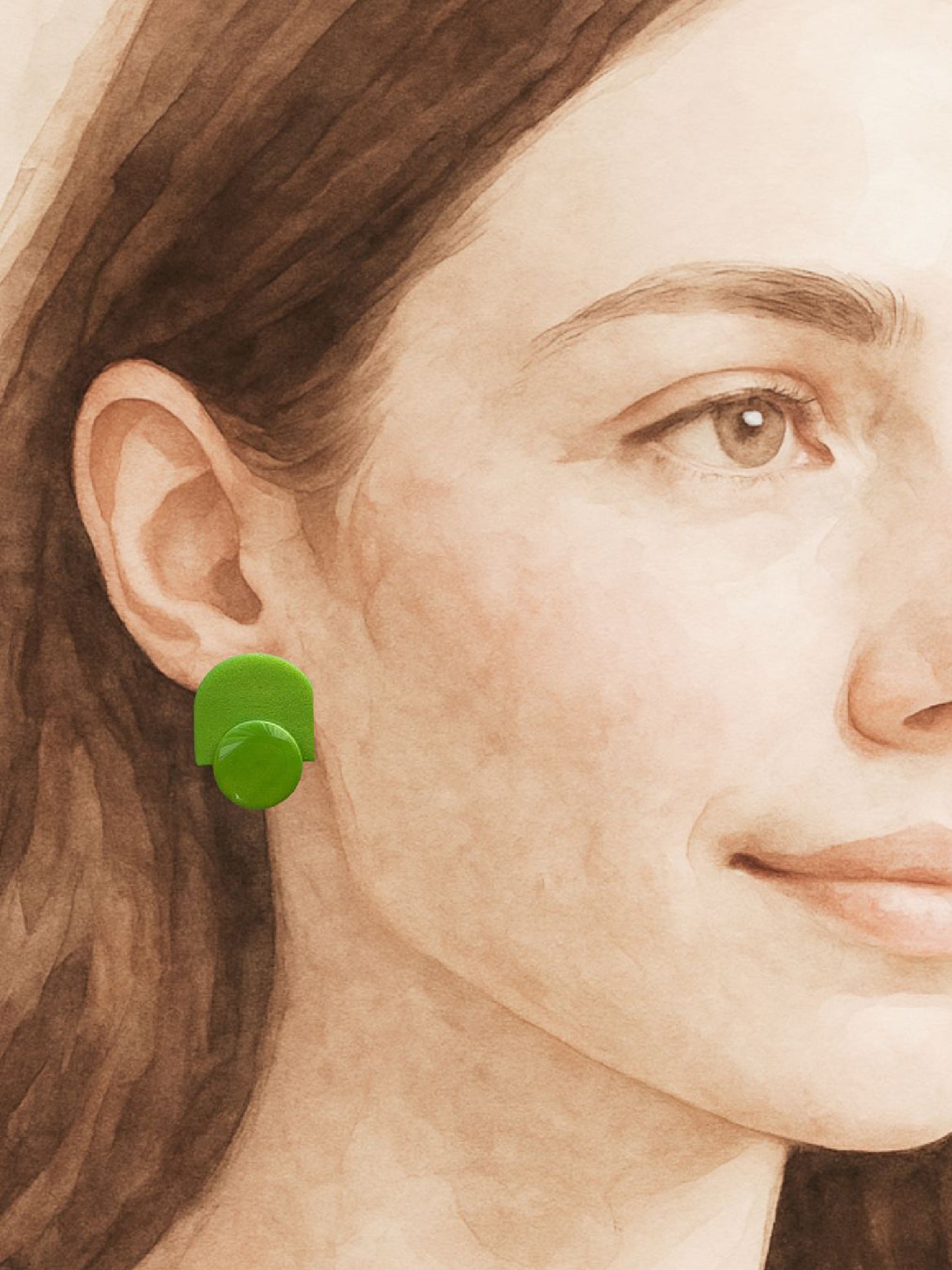 Green Classic Stud Earrings