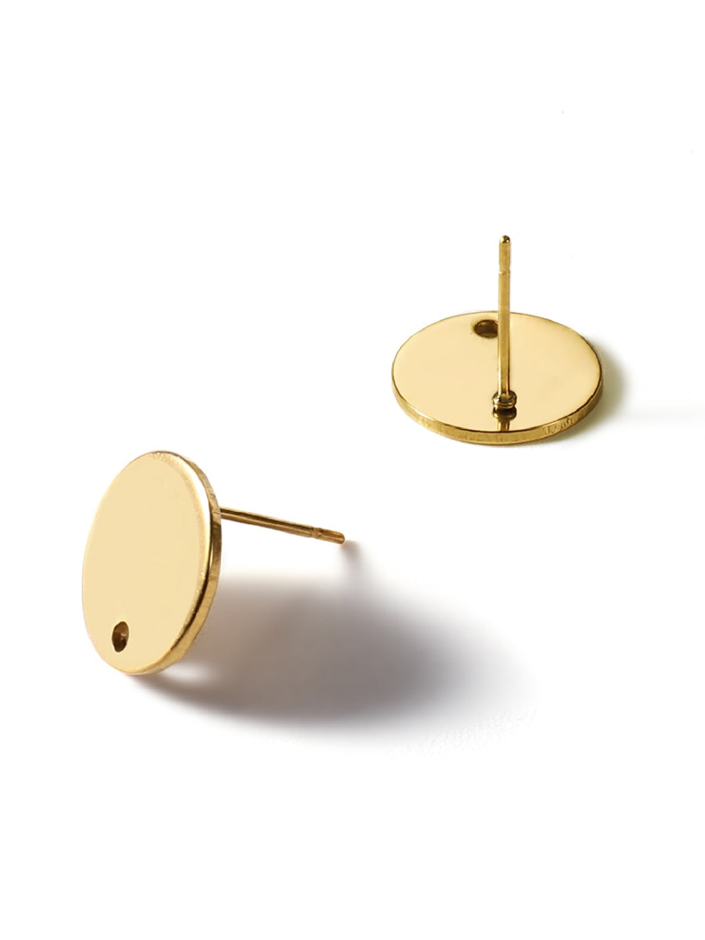 Nickel Free 18K Gold Plated Round Circle Ear Stud - 925 sterling silver ear stick (10pcs)