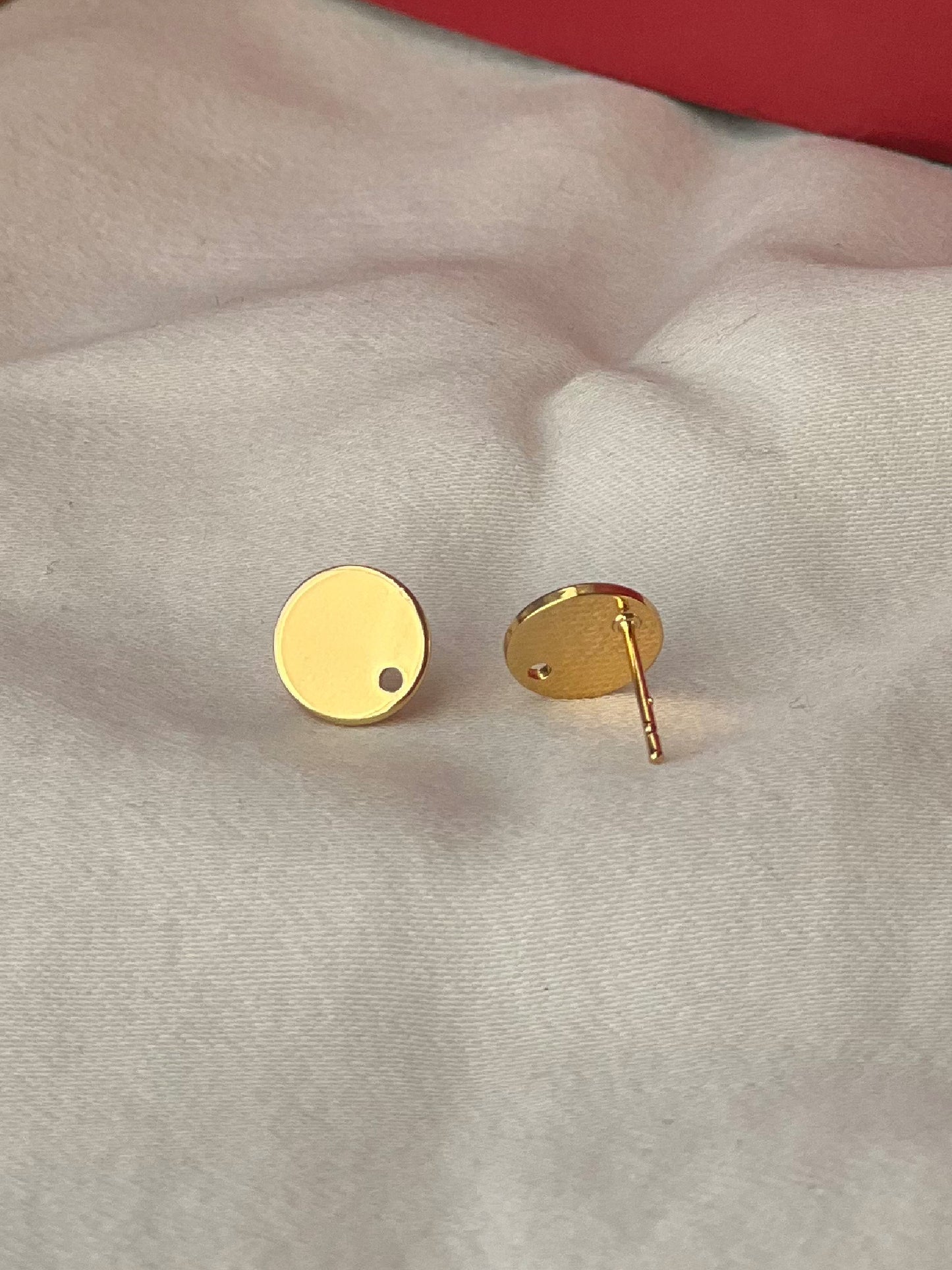 Nickel Free 18K Gold Plated Round Circle Ear Stud - 925 sterling silver ear stick (10pcs)