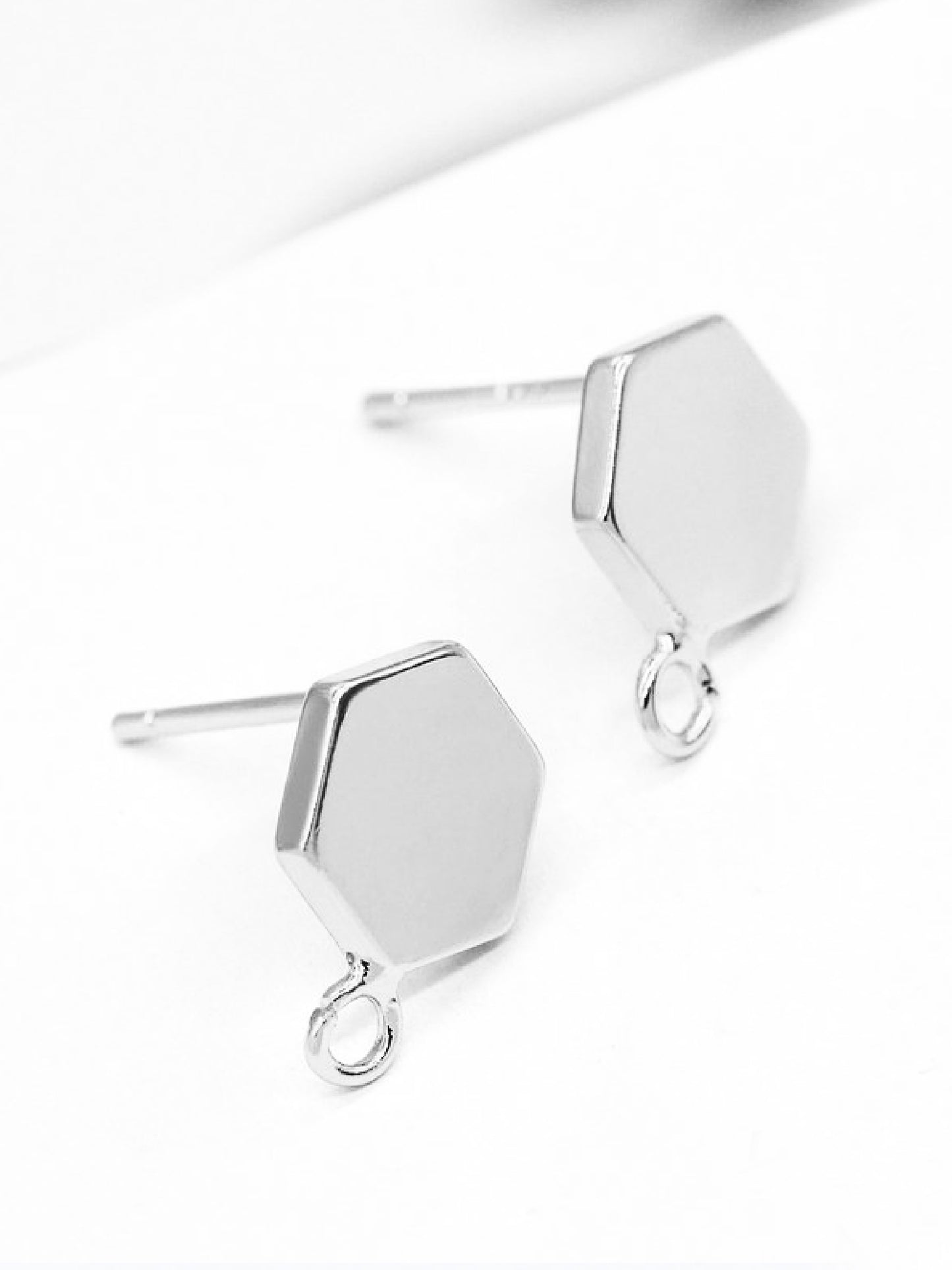 14K white gold plated studs 12x8 mm (10pcs) pre-order
