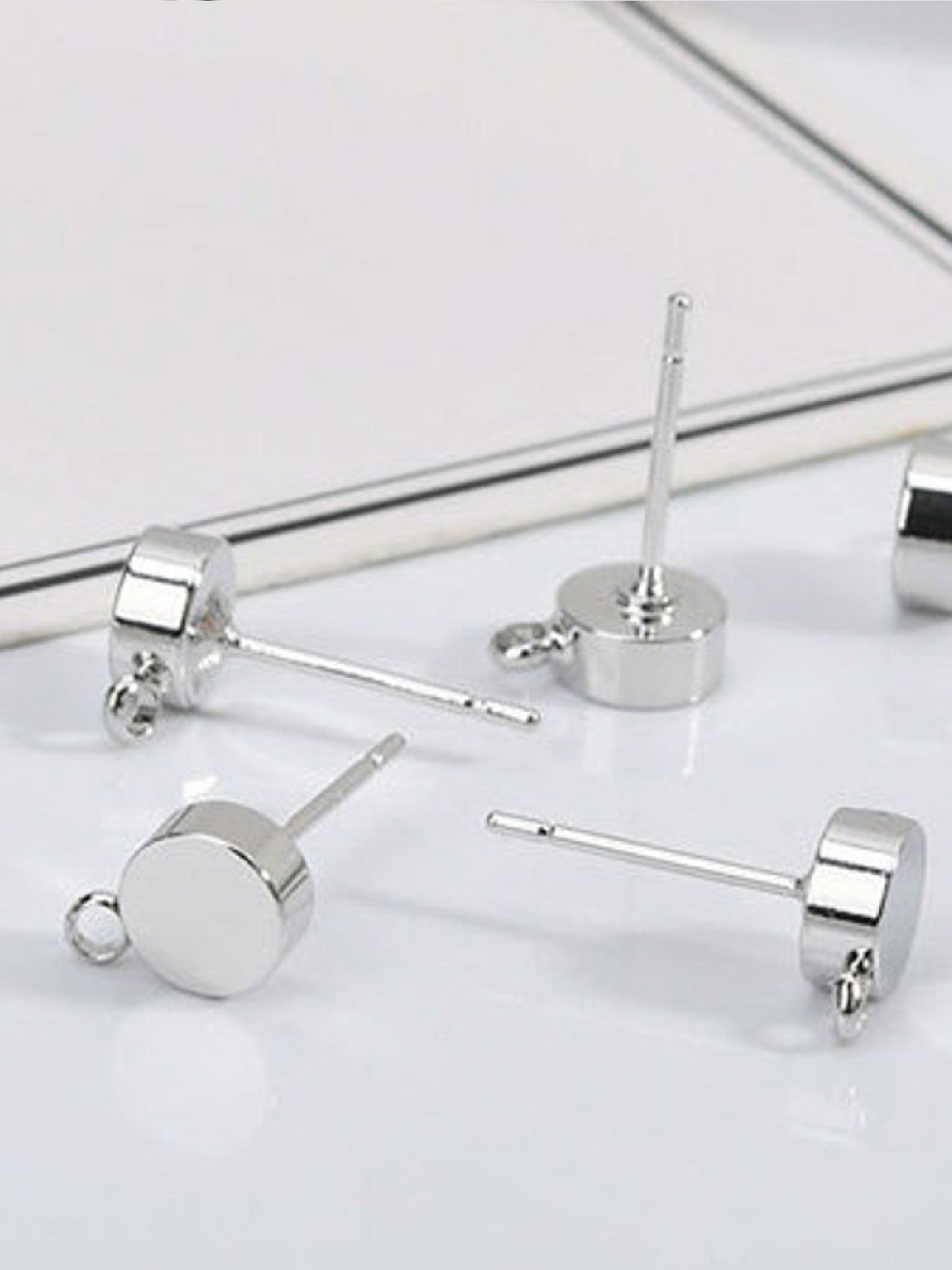 18k Gold Plated Round Gold Post 6mm (platinum) (10 pcs)