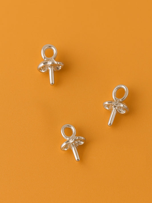 18K Gold Rhodium Plated Cap Connector (10pcs) silver