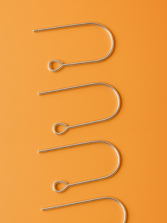 18K gold plated long hooks 14x 24mm (10pcs) (silver)