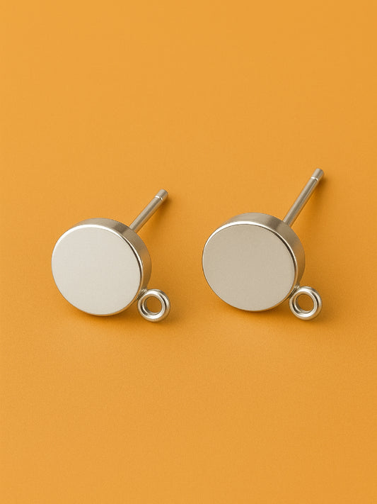 18k Gold Plated Round Gold Post 6mm (platinum) (10 pcs)