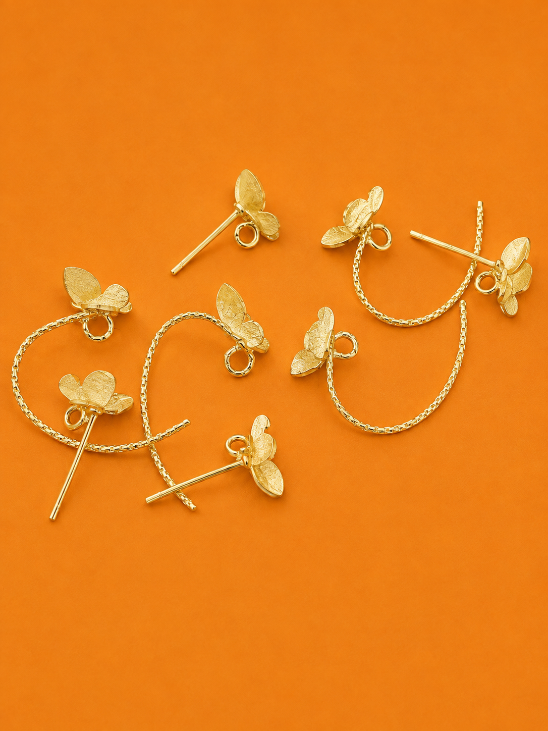 Butterfly Studs 18K Nickel Free Real Gold Plated Butterfly Earring Posts (10 pcs) pre-order