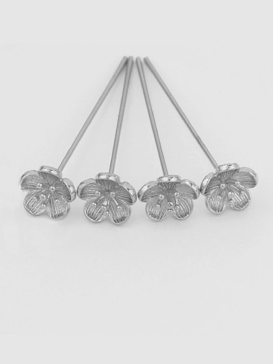 Metal Floral Pin 30 mm (10pcs) (platinum)