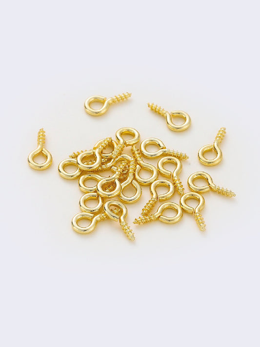 18k Gold Plated Brass Mini Eye Pins 5x10 mm (10pcs)