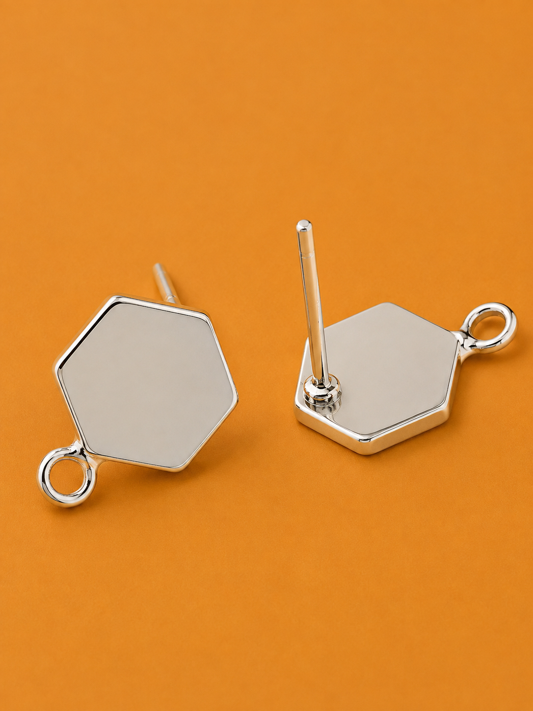 14K white gold plated studs 12x8 mm (10pcs) pre-order