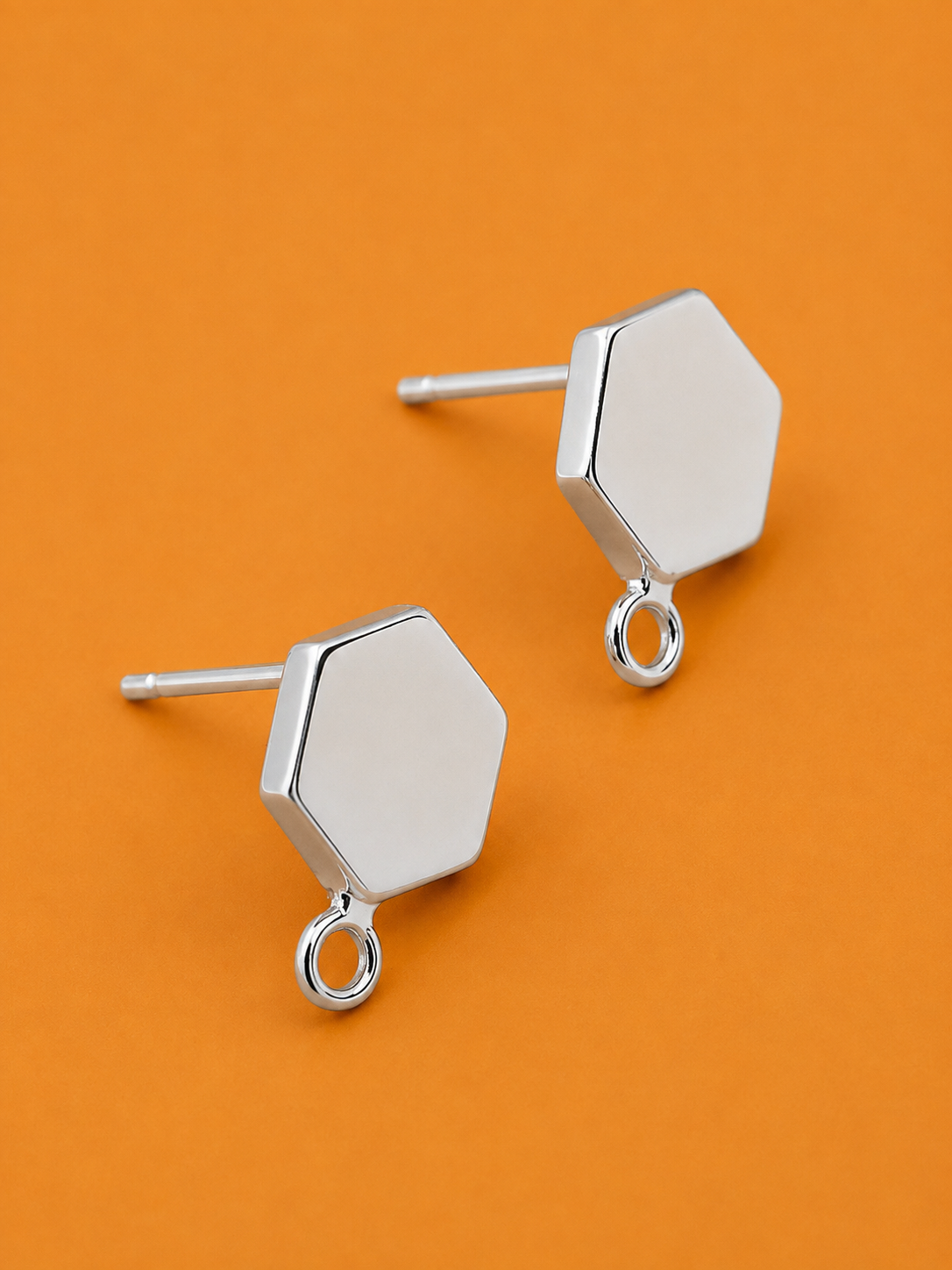 14K white gold plated studs 12x8 mm (10pcs) pre-order