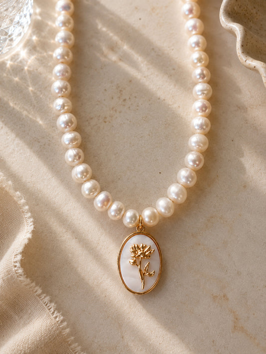 Birth Floral Fresh Pearl Necklace (pre-order)