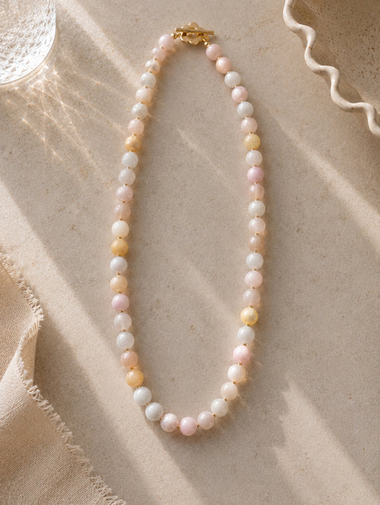 Multicolor Jade Smooth Round Necklace