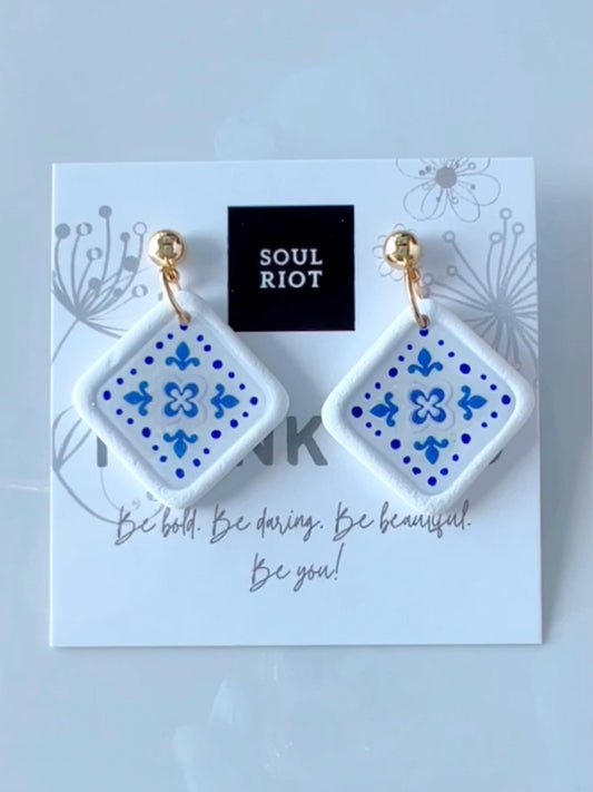 Cobalt Blue Square Earrings