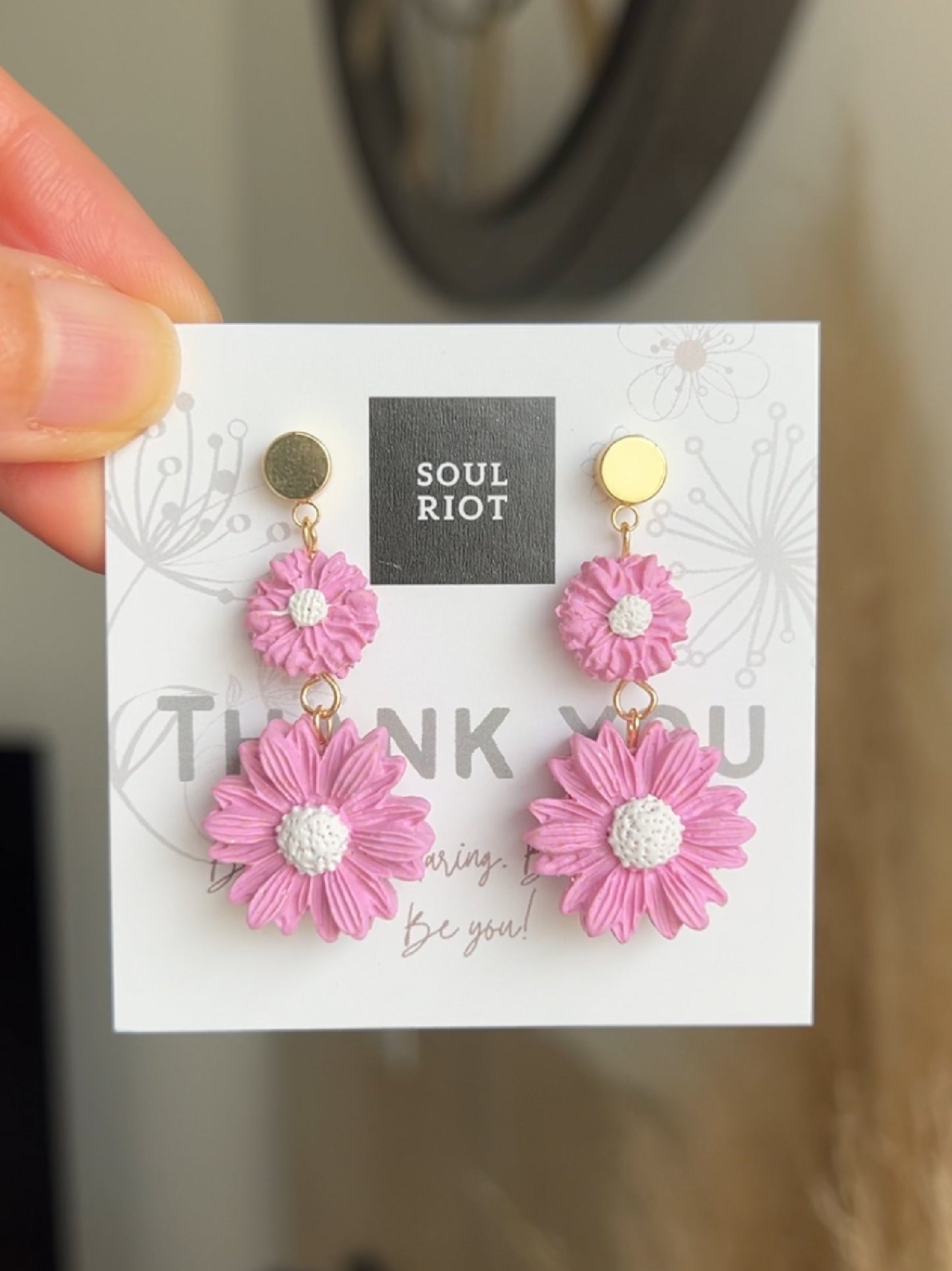 Pink Daisy Earrings