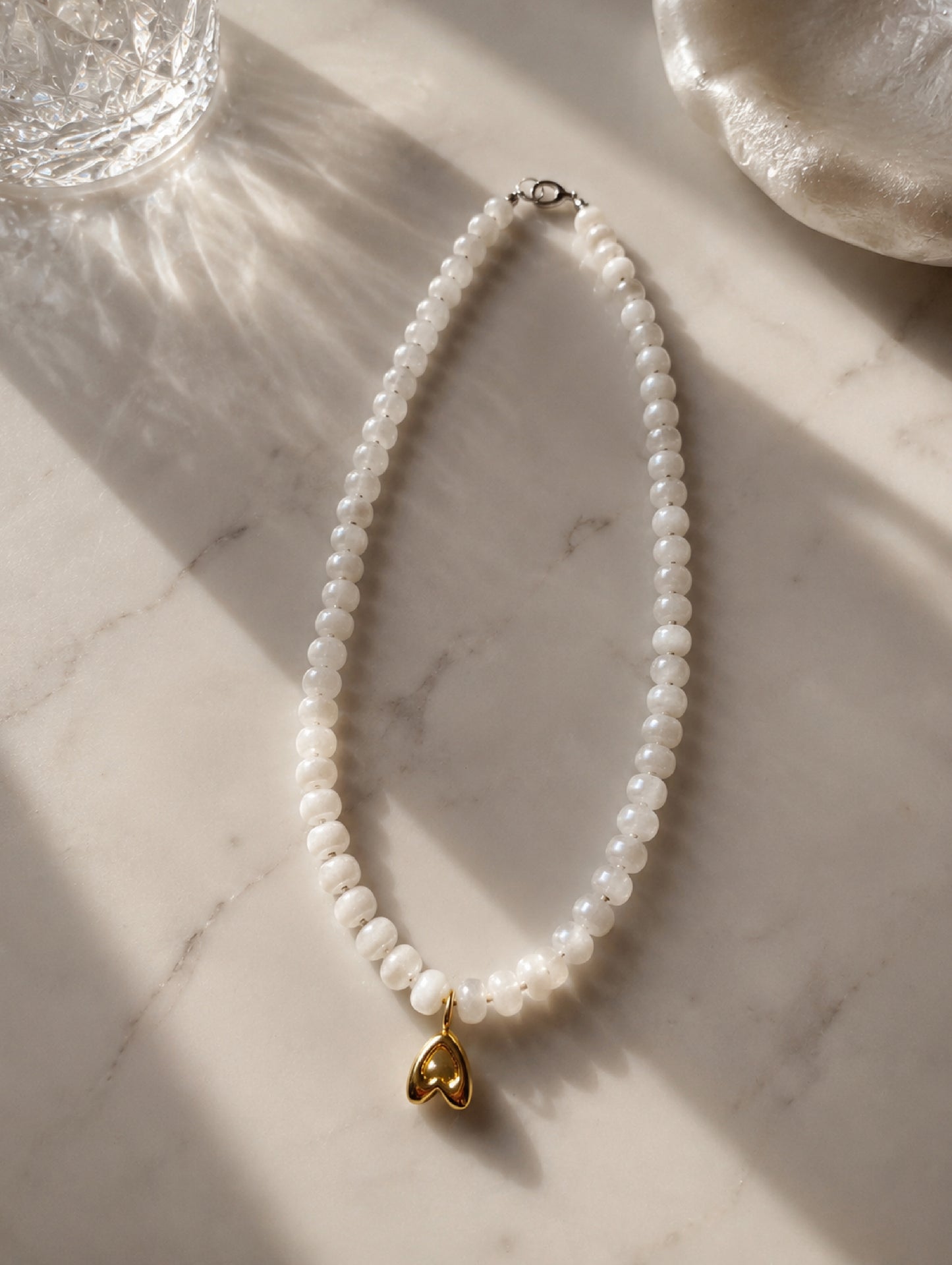White Jade Initial Necklace
