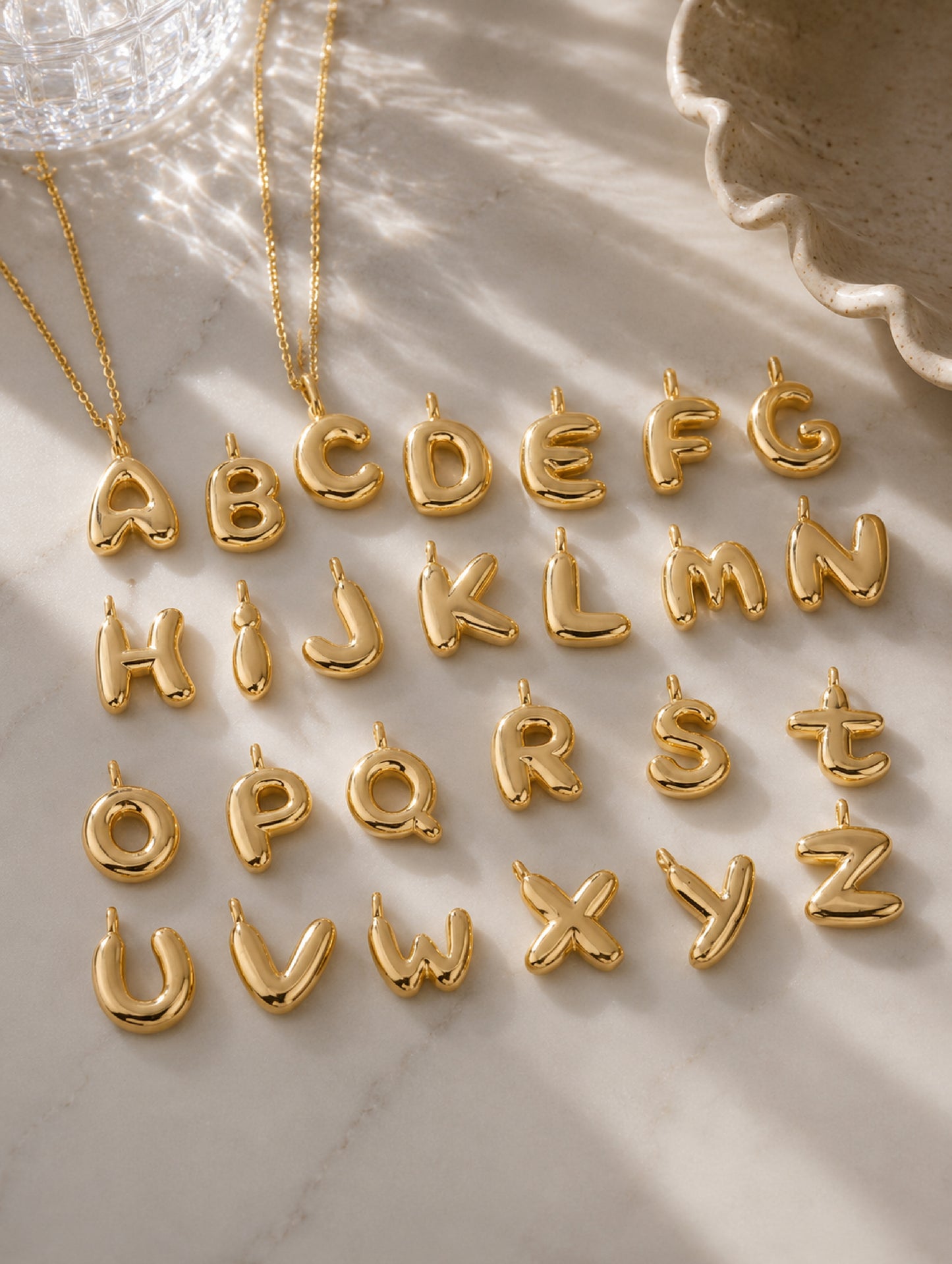 White Jade Initial Necklace