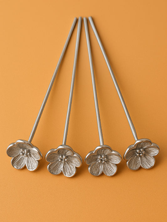 Metal Floral Pin 30 mm (10pcs) (platinum)