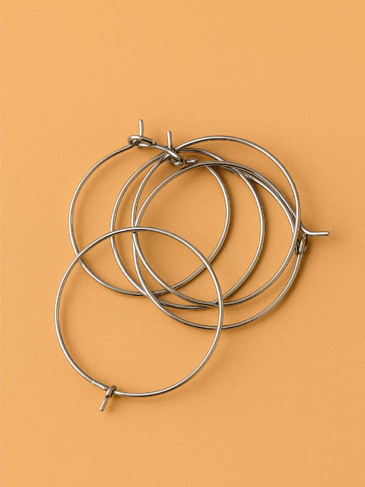 18k Gold Plated Rhodium Earring Hoops 1 inch (silver) (10pcs)