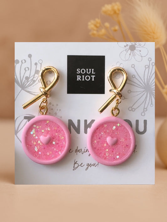 Pink Heart Drop Earrings