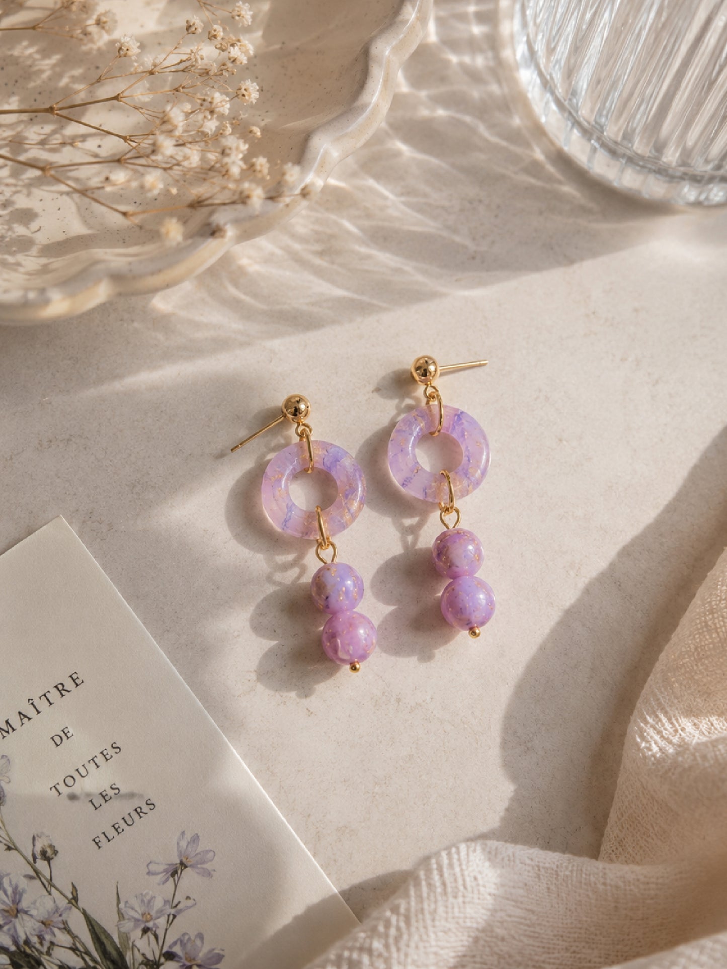 Purple Drop Earrings