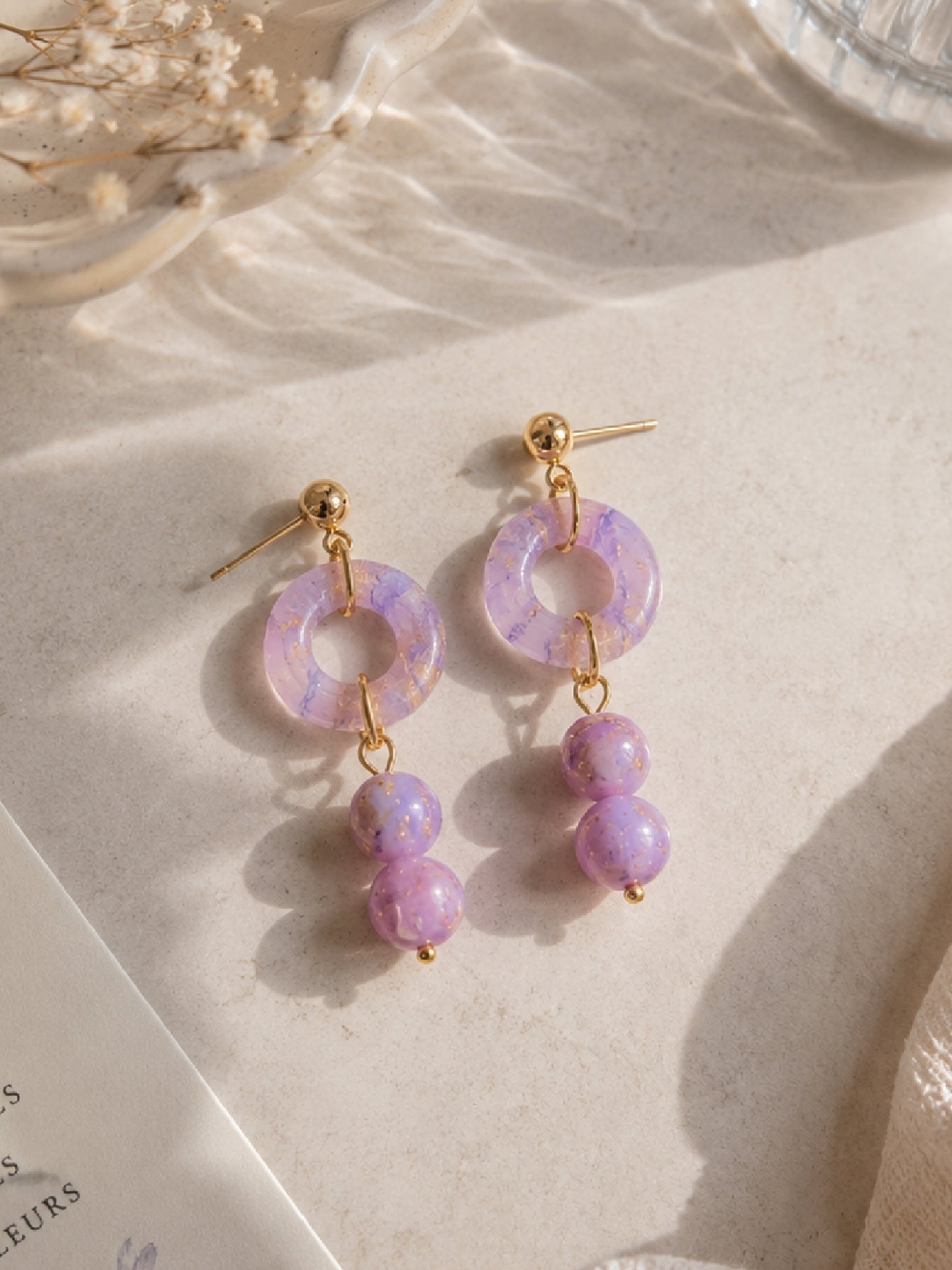 Purple Drop Earrings