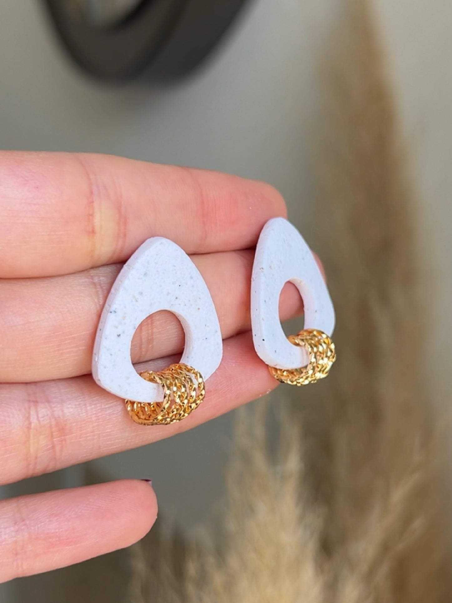 White Stud Earrings