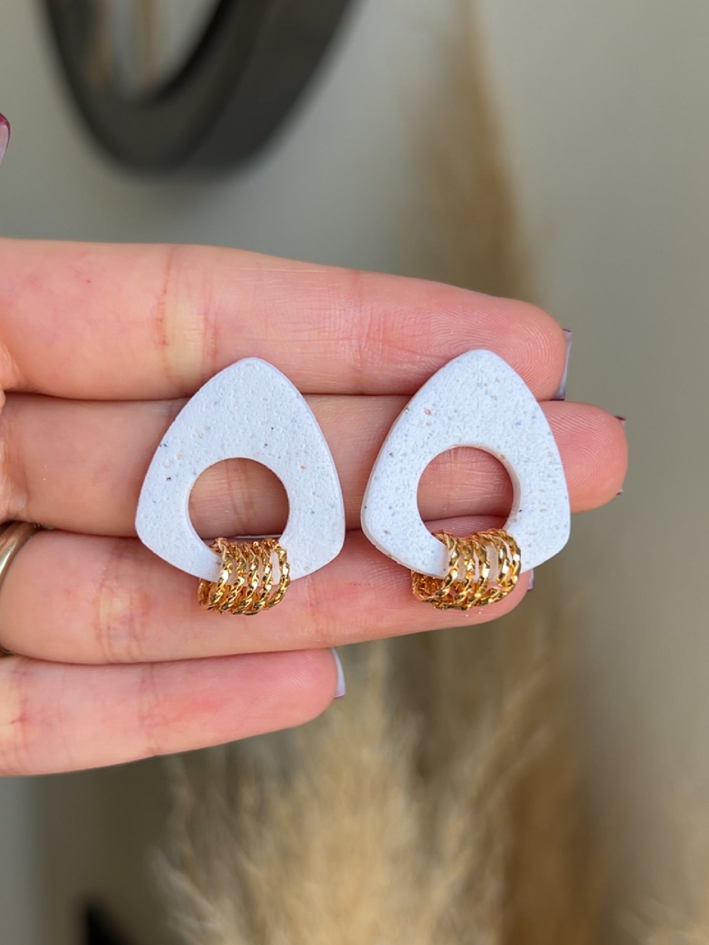 White Stud Earrings