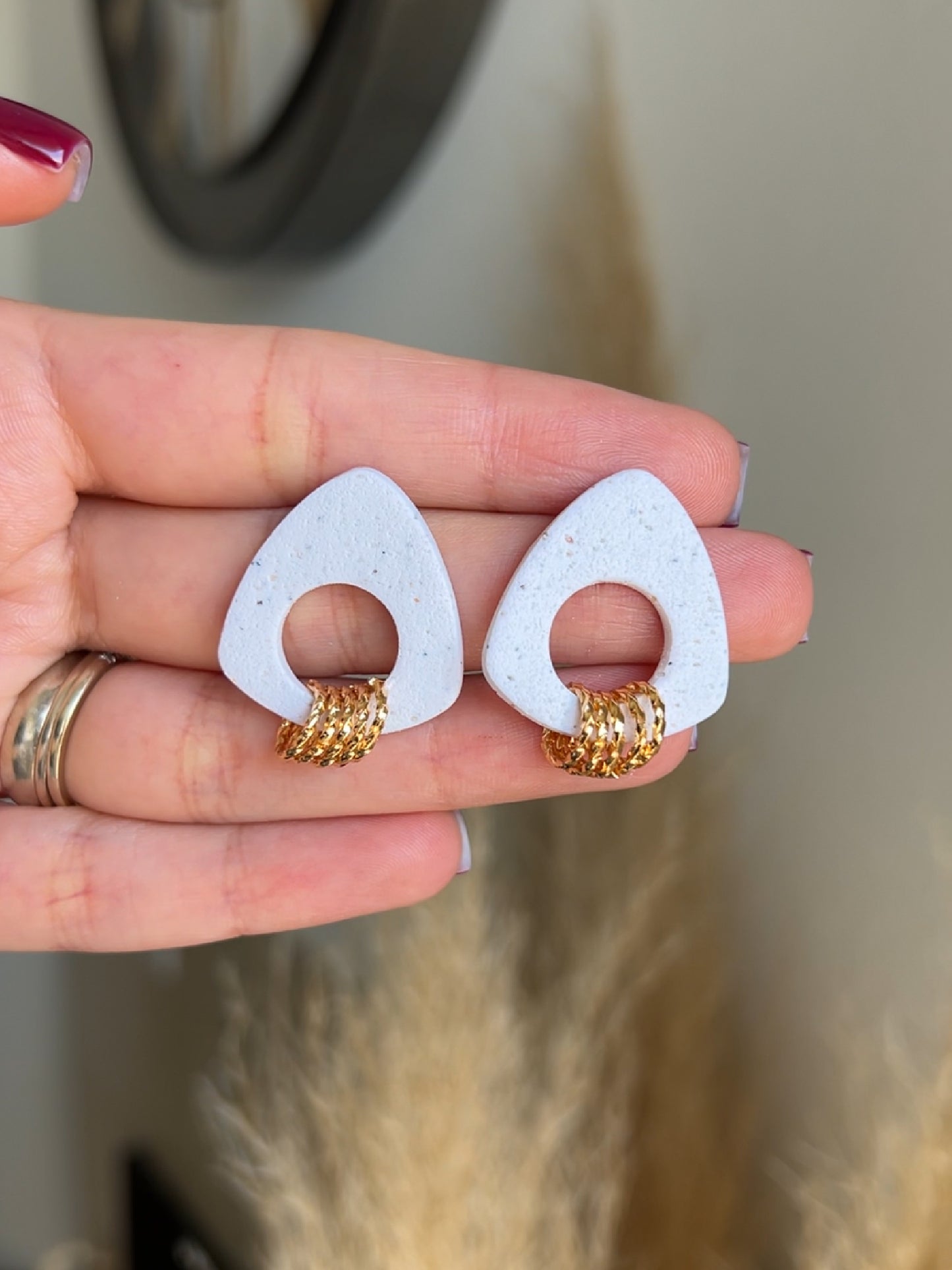 White Stud Earrings