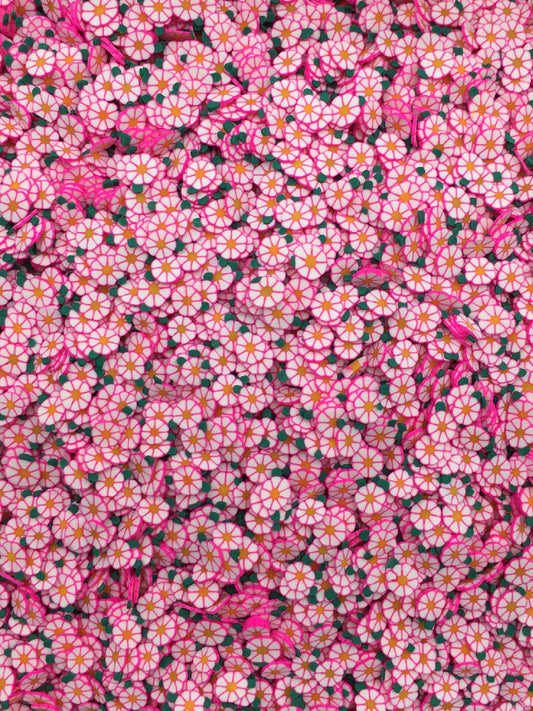 Polymer Clay Daisy Flower Sprinkles 5-6mm 7 gram (pink)