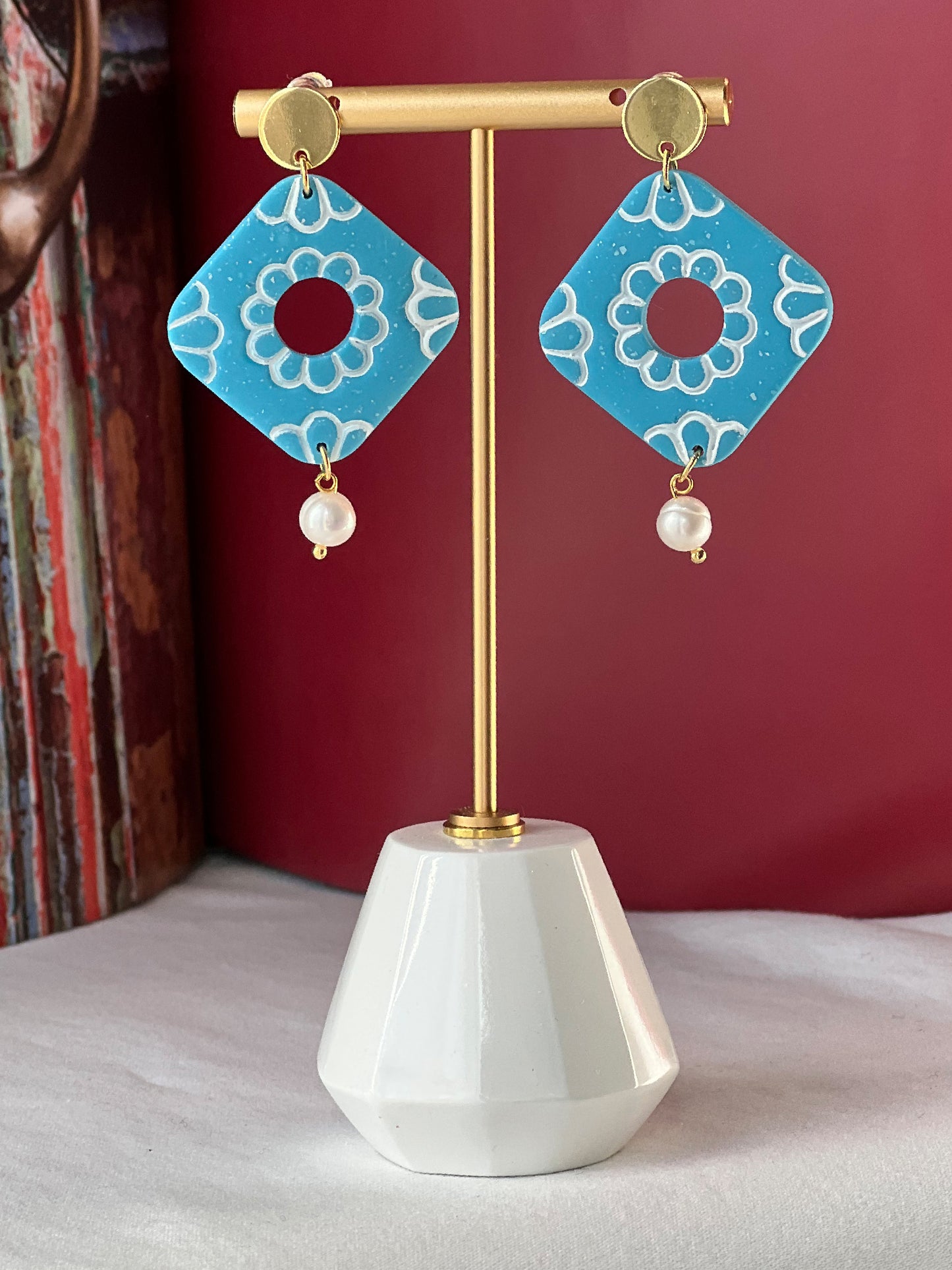 Blue Daisy Earrings