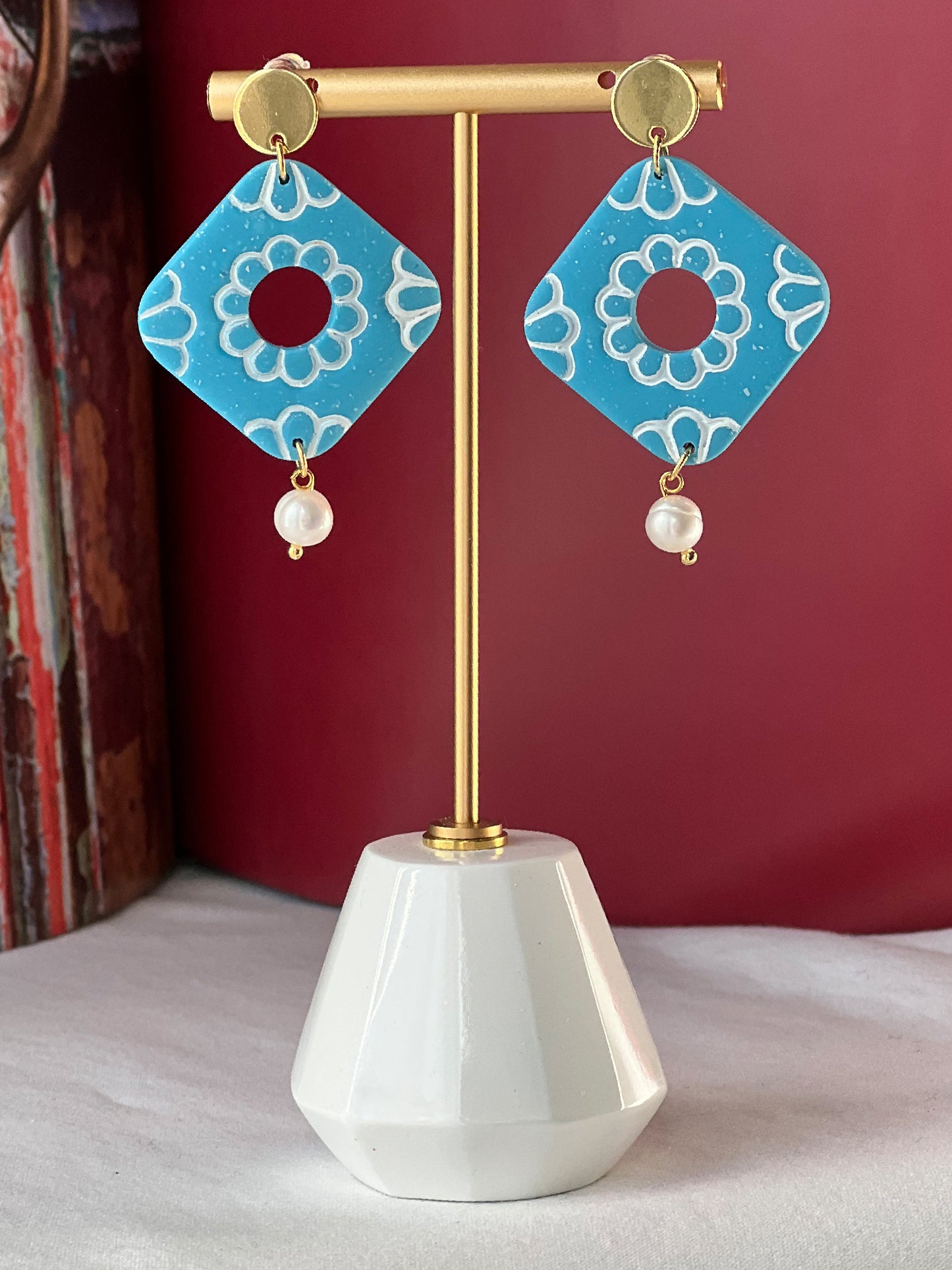 Blue Daisy Earrings