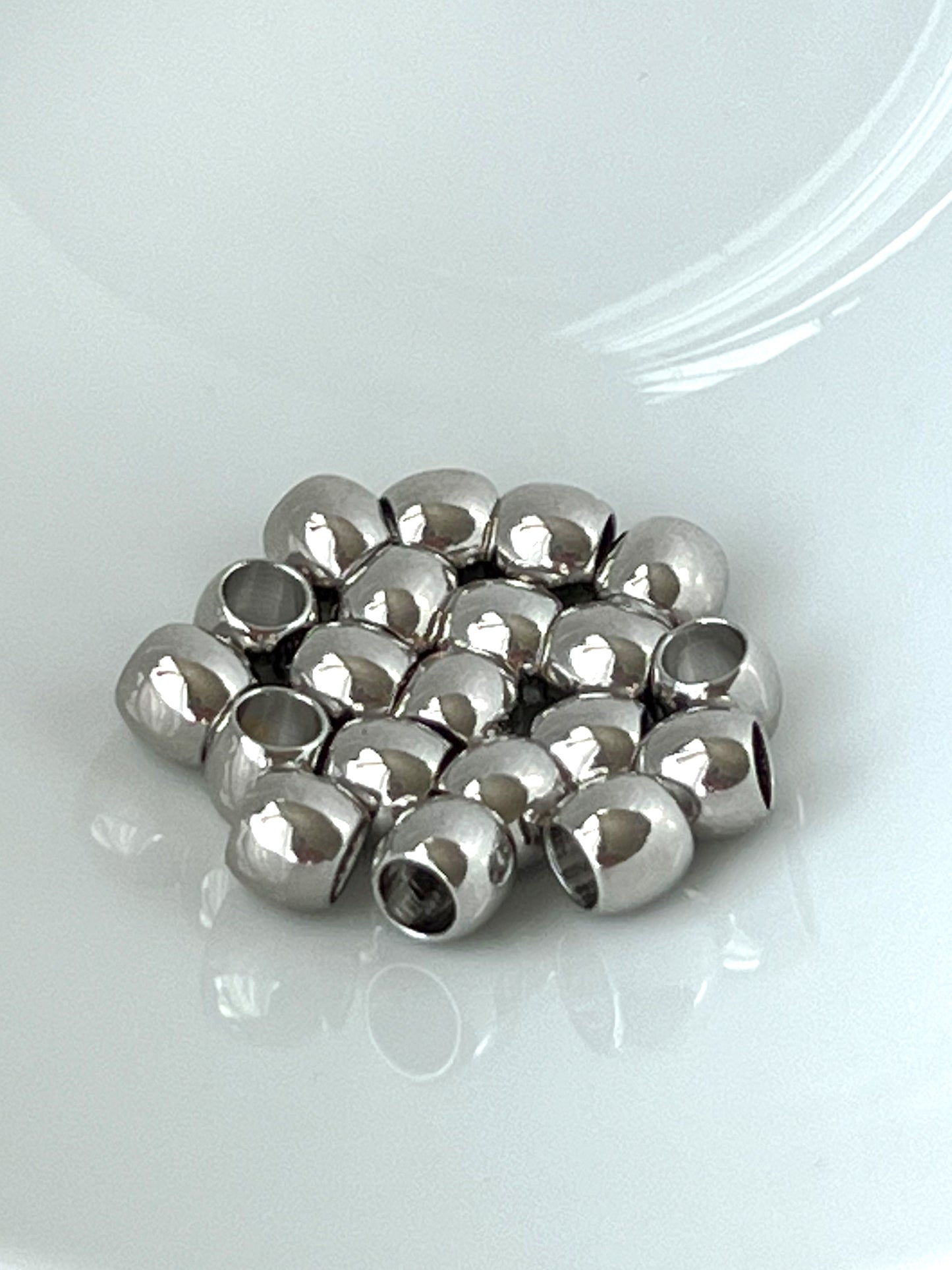 24K gold plated beads 6x5 mm (silver) (2pcs)