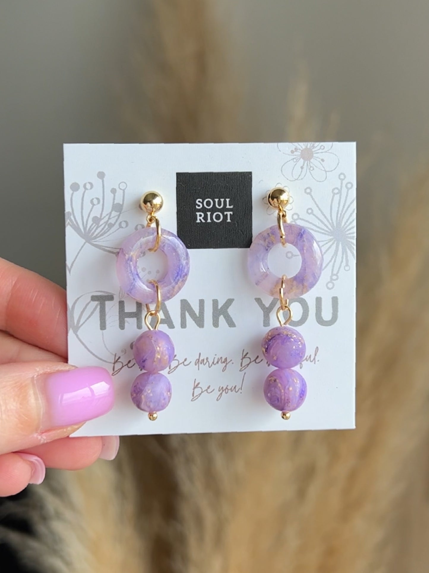 Purple Drop Earrings