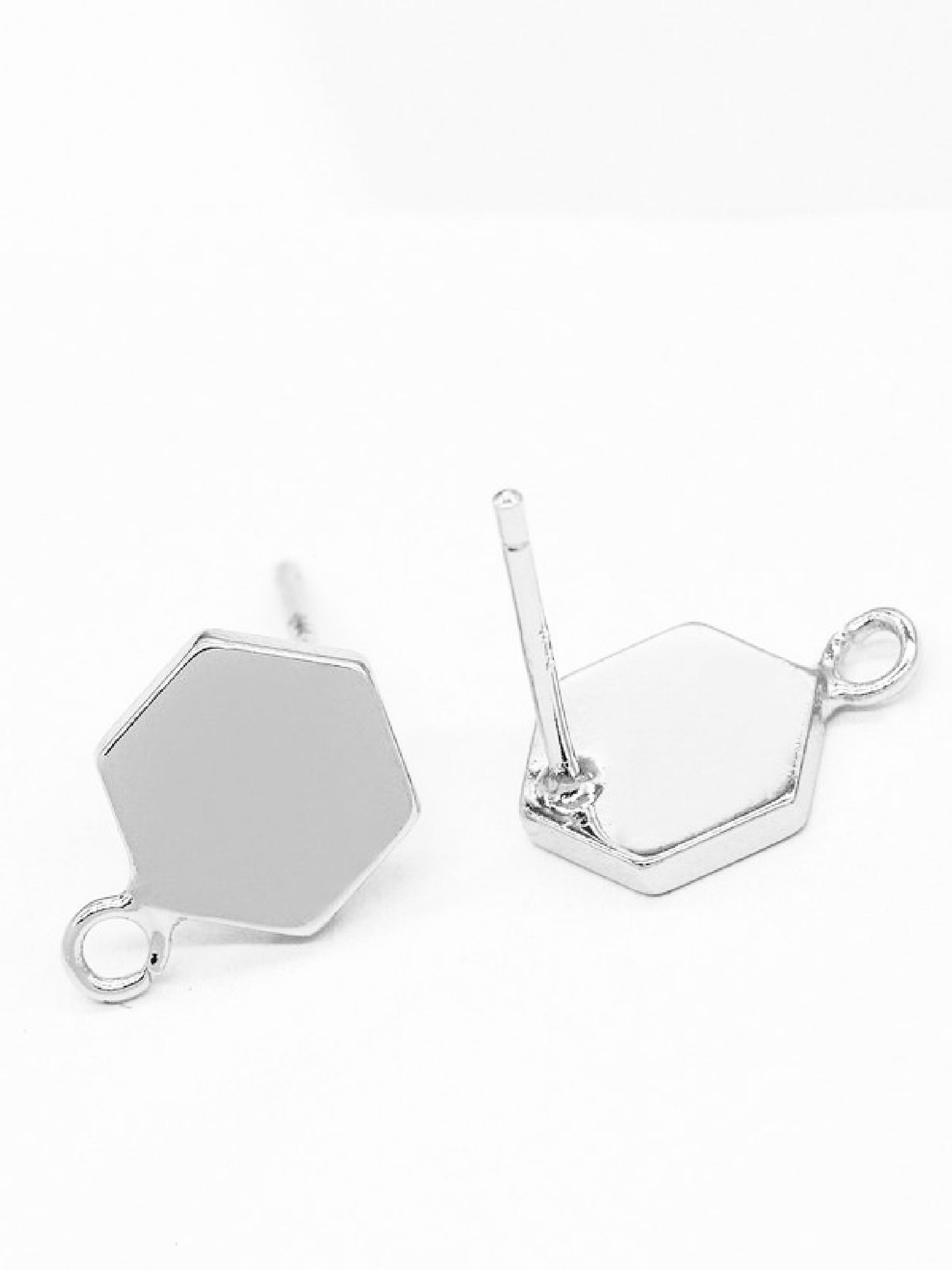 14K white gold plated studs 12x8 mm (10pcs) pre-order