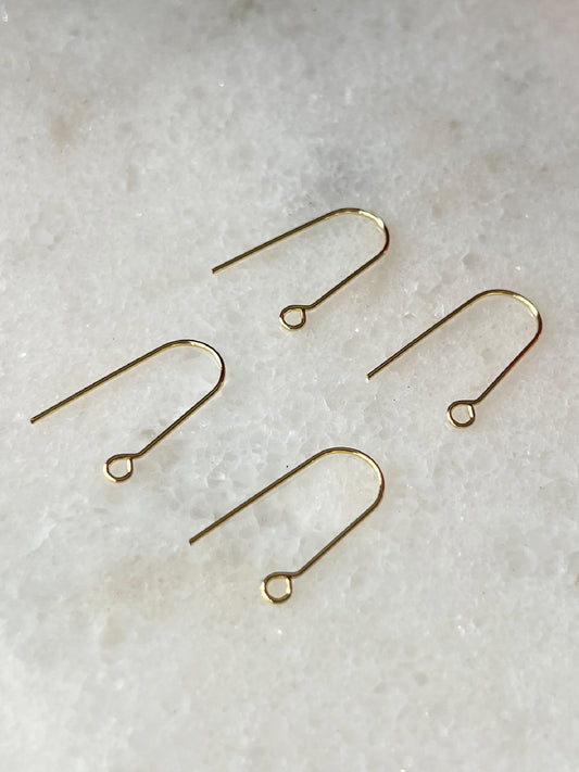 18K gold plated long hooks 14x 24mm (10 pcs) (gold)