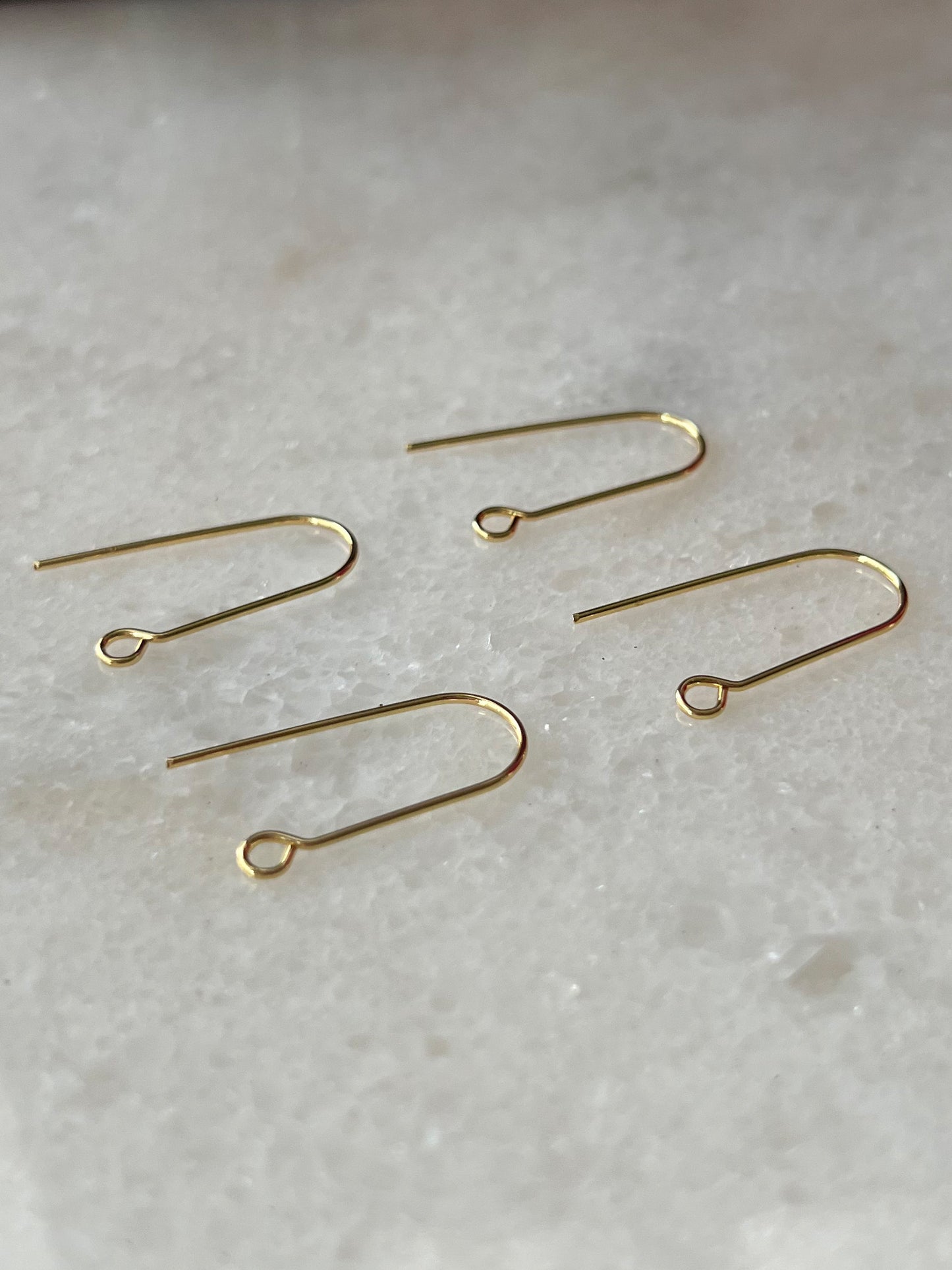 18K gold plated long hooks 14x 24mm (10 pcs) (gold)